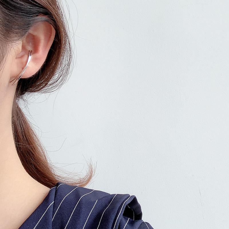 Minimalism Semicircle Cross 925 Sterling Silver Stud Earrings