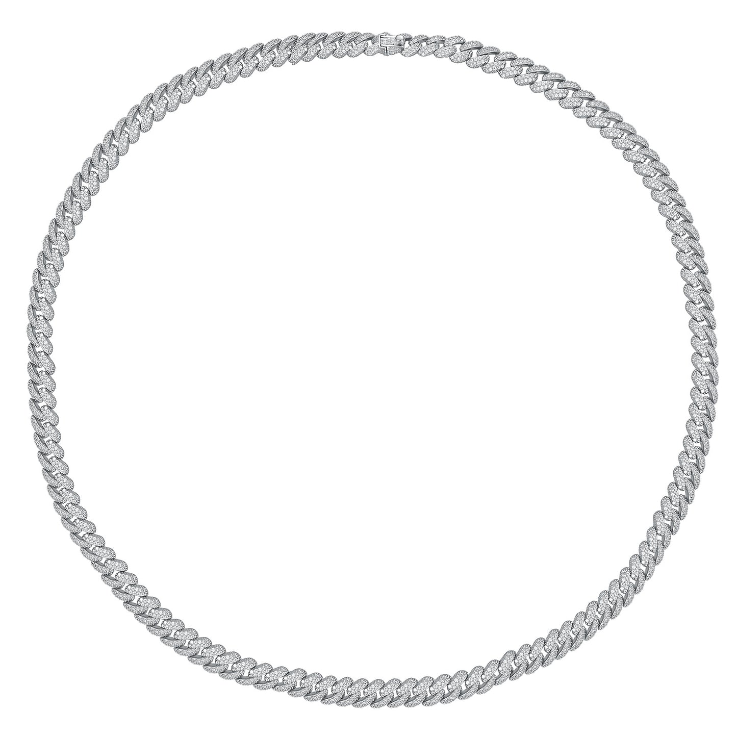 Men's Fashion CZ Hollow Curb Chain Sterling Silver Necklace