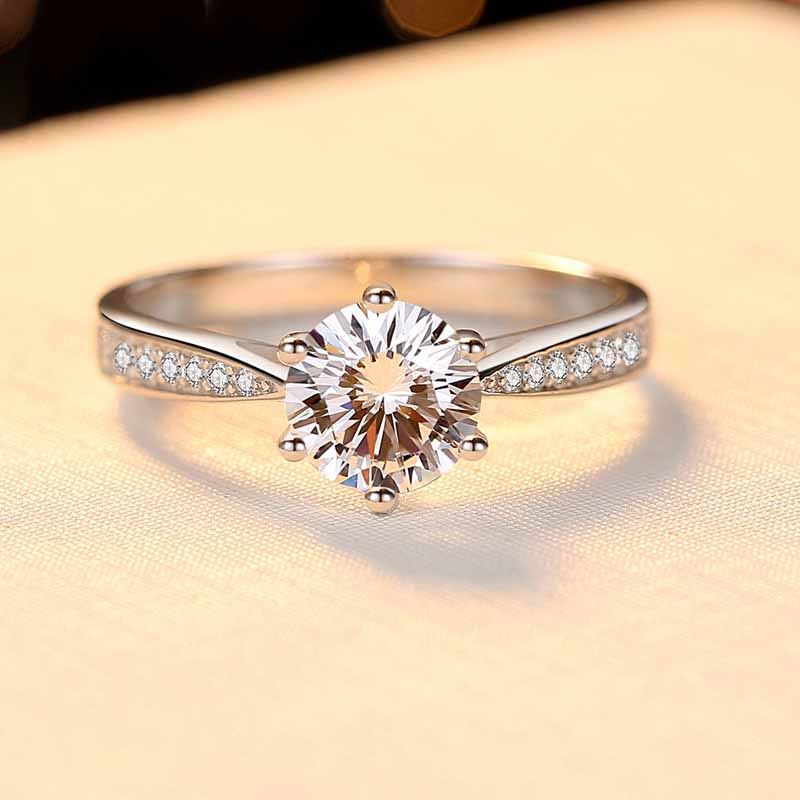 Classic Facets High-Carbon CZ Moissanite 925 Sterling Silver Ring