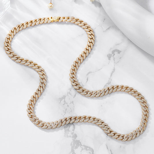 Men's Fashion 50cm - 60cm CZ Hollow Curb Chain 925  Silver Necklace