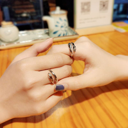 New Embrace You with Both Hands 925 Sterling Silver Adjustable Promise Ring