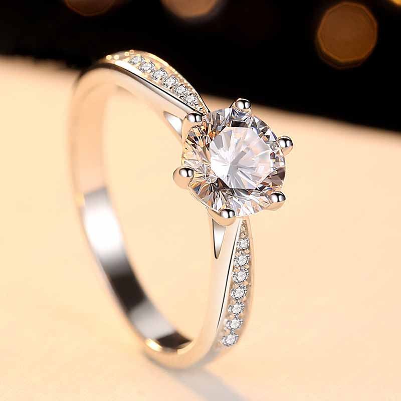 Classic Facets High-Carbon CZ Moissanite 925 Sterling Silver Ring
