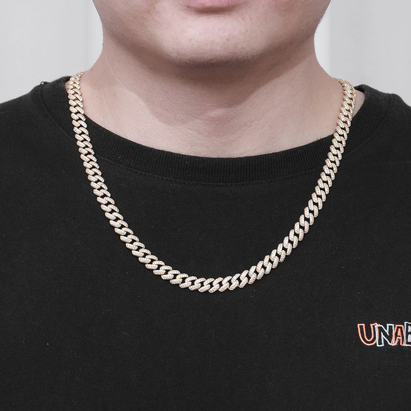 Men's Fashion 50cm - 60cm CZ Hollow Curb Chain 925  Silver Necklace
