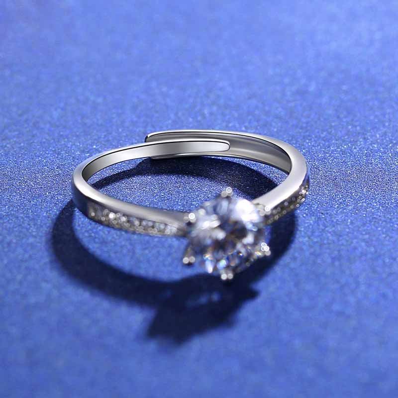 Classic Facets High-Carbon CZ Moissanite 925 Sterling Silver Ring