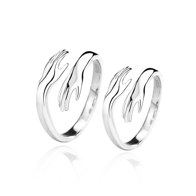 New Embrace You with Both Hands 925 Sterling Silver Adjustable Promise Ring