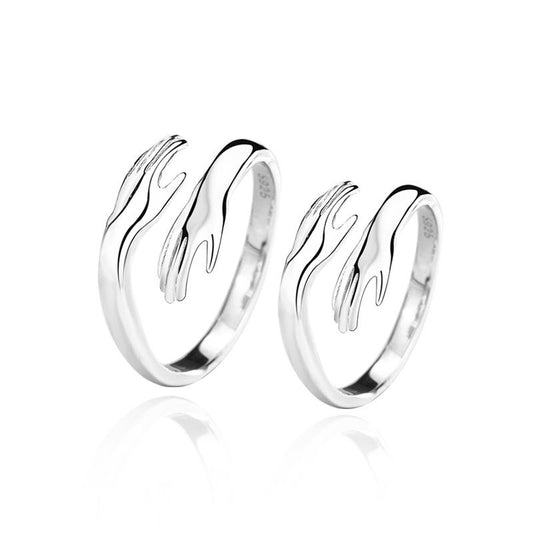 New Embrace You with Both Hands 925 Sterling Silver Adjustable Promise Ring