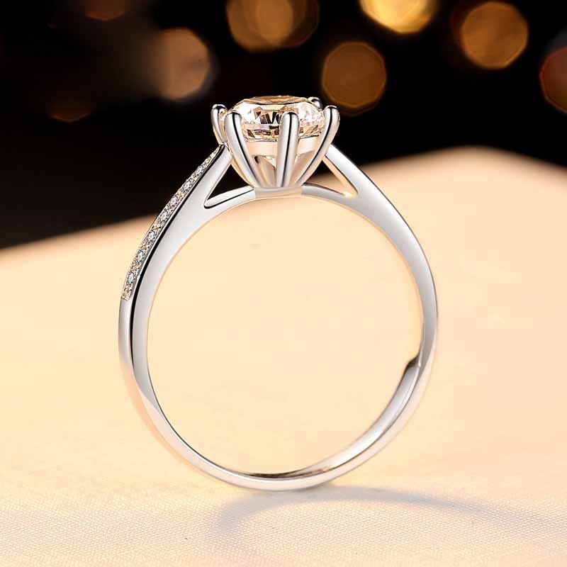 Classic Facets High-Carbon CZ Moissanite 925 Sterling Silver Ring